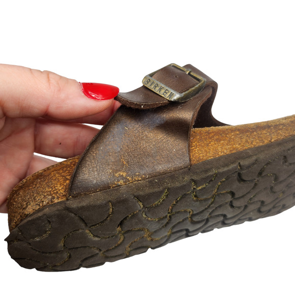 Birkenstock Sandals 37 Womens 6 Brown Leather Gizeh Thong Slip Ons Bronze - Picture 7 of 12